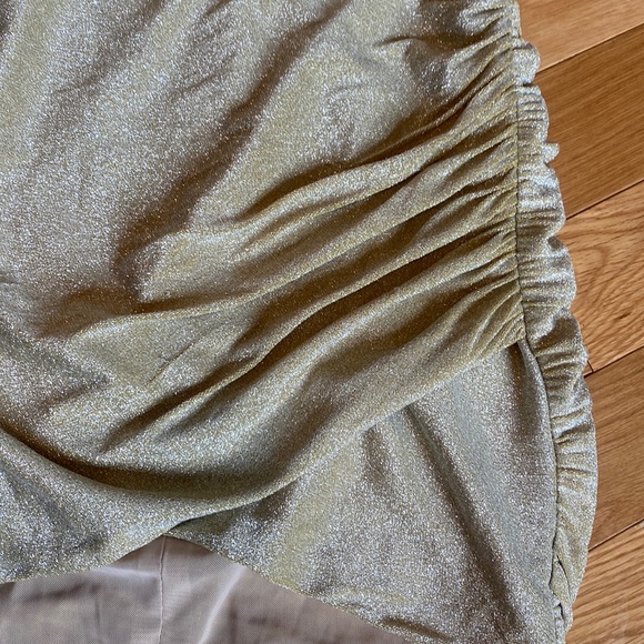 Portia & Scarlett Gold Off Shoulder Corset Ruched Mini Dress NWOT Dress sz 10 - Picture 4 of 7